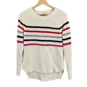 Marine Layer Cream Sweater with Colorful Stripes
